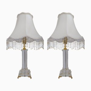 Vintage Tischlampe aus Glas & vergoldetem Messing, 1990er