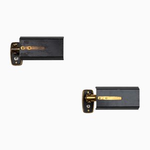 Apliques vintage en negro y dorado de Stilnovo, años 50. Juego de 2