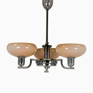 Art Deco Bauhaus Chrome Chandelier from Napako, Former Czechoslovakia, 1940s