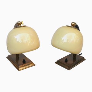 Vintage Art Deco Nachttischlampen aus patiniertem Messing, 1920er, 2er Set