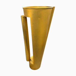 Modern Italian Gilted Metal Sculptural Jug Vase, 1970s