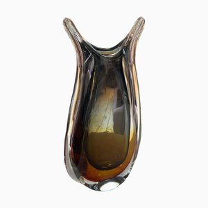 Modern Green and Brown Sommerso Murano Glass Vase attributed to Seguso, 1970s
