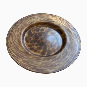 Modern Italian Faux Tortoise Shell Glass Round Centerpiece, 1970s