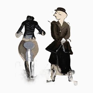 Mino Maccari, The Jockey, Drawing on Paper, 1935