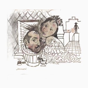 Mino Maccari, The Wine Maker, Drawing on Paper, 1940s