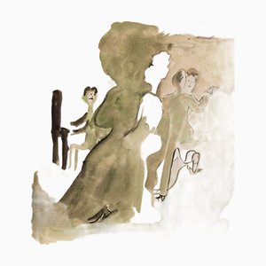 Mino Maccari, Music at the Party, Drawing on Paper, 1950s