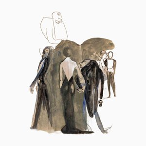 Mino Maccari, Party with the Glöckner, Zeichnung auf Papier, 1960er