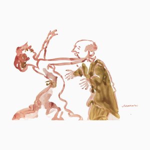 Mino Maccari, The Wild Dance, Drawing on Paper, 1950s