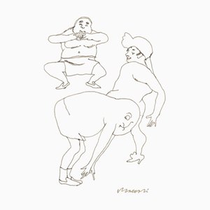 Mino Maccari, The Time of Gymnastics, Drawing on Paper, 1950s