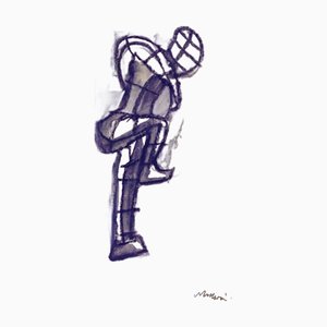 Mino Maccari, The Robot Man, Drawing on Paper, 1960s