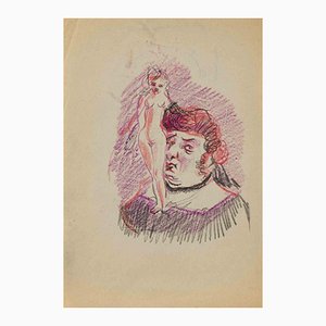 Mino Maccari, The Dream with Nude, Drawing on Paper, 1950s