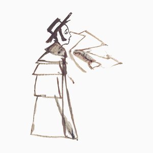 Mino Maccari, The Dreamer, Drawing on Paper, 1950s