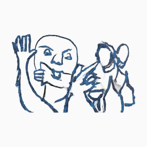 Mino Maccari, Sketch, 1950s, Oil Pastel on Board