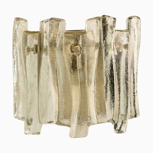 Lámpara de pared de cristal de hielo texturizado y cromo atribuido a JT Kalmar para Kalmar, años 70