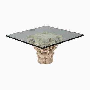 White Stone Capital Coffee Table with Large Thick Glass Top