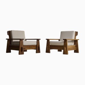 Italian Brutalist Lounge Chairs, 1970, Set of 2