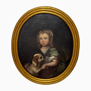 Circle of Mary Beale, Junge mit seinem King Charles Spaniel Welpen, 17. Jh., Ölgemälde, gerahmt