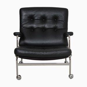 Karin Chair in Black Leather by Bruno Mathsson
