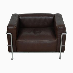 LC3 Lounge Chair in Brown Leather by Le Corbusier, 1990s