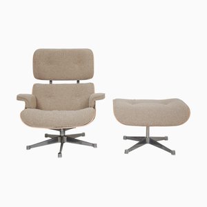Set of Lounge Chair and Ottoman in Nubia Fabric by Charles and Ray Eames