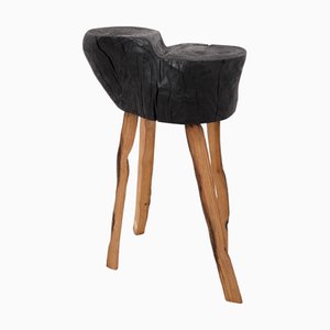 Rustic Blackened Wood Side Table by Logniture