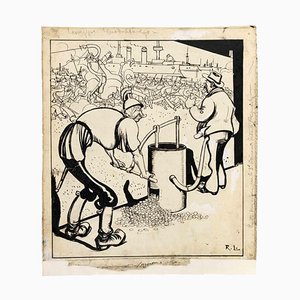 Gabriele Galantara, The Financing, Ink Drawing, 1920s