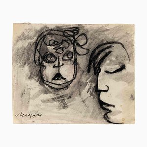 Mino Maccari, Portraits, Drawing on Paper, 1960s