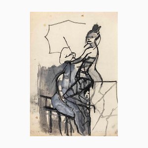 Mino Maccari, Figures, Drawing on Paper, 1960s