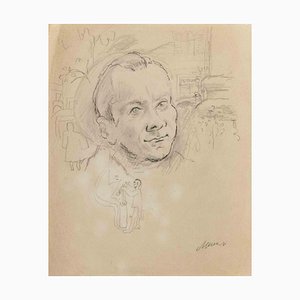 Mino Maccari, Self Portrait, Drawing on Paper, 1935