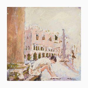 Franco Marzilli, Ballerina in Venice, Oil Painting, 1970s