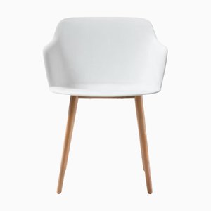 Deep Plastic Armchair in Polypropylene Seat and Oak Legs by Quinti Sedute
