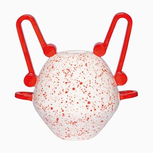Nestoris Decorative Vase in Red Marbled Ceramic by Stella Orlandino
