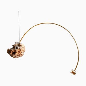 Rauhwacke Pendant Light in Steel and Brass by Johannes Hemann
