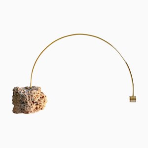 Rauhwacke Table Light in Steel and Brass by Johannes Hemann