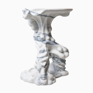 Loihi Handmade Side Table in White Marble by Manta