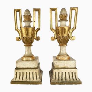 Empire Ivory and Gold Vases, 1800s, Set of 2