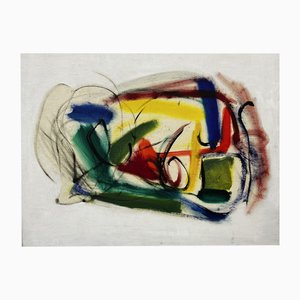 Jean Patricia Taprell Clark, Composition Abstraite, Huile sur Panneau, Milieu du 20e Siècle, Encadrée