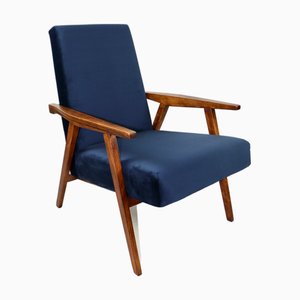 Vintage Loft Armchair in Navy Blue Velvet, 1970s