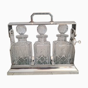Antique Tantalus Silver Plated Decanters, 1880, Set of 4