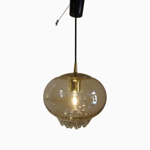 Lámpara colgante de vidrio dorado brillante de Peill & Putzler, años 70
