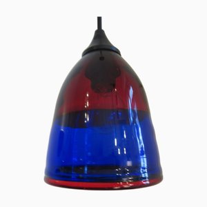 Small Murano Glass Hanging Lamp in Blue Red, 1990s