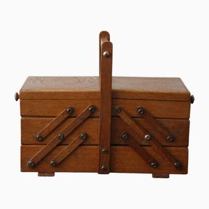 Wooden Folding Sewing Box, 1950s