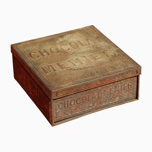 Scatola di cioccolato Menier in metallo, Francia, anni '50