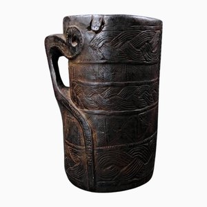 Nepalese Milk Jug in Wood with Brown Patina, 1920s