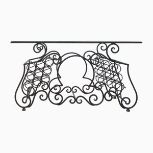 Provençal Wrought Iron and Glass Console Table, 1950