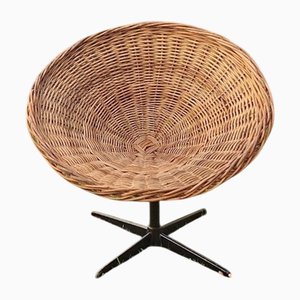 Rattan and Iron Swivel Pod Chair, 1960s