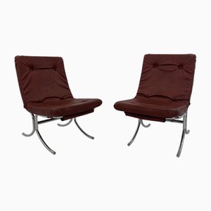 Set of Vintage Lounge Chairs in Chrome and Vinyl, 1970s