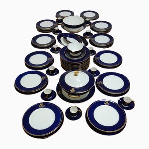 Set da tavola blu cobalto di Limoges, anni '60, set di 68