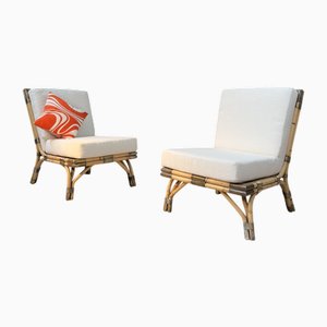 Set of Chairs in Bamboo Rattan and Copper from Maison, 1950s