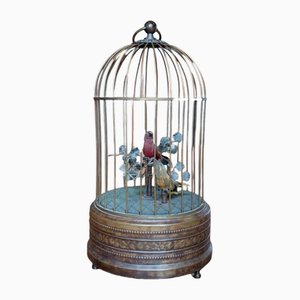 Vintage German Bird Cage Music Box with Singing Hummingbirds, 1960